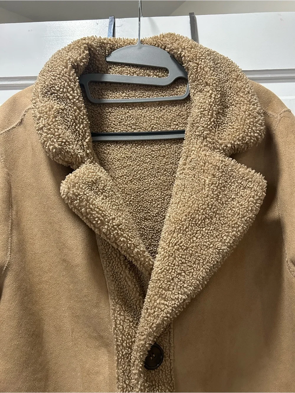 Zara reversible coat Camel Sherpa-Trim Pea Coat size 13-14